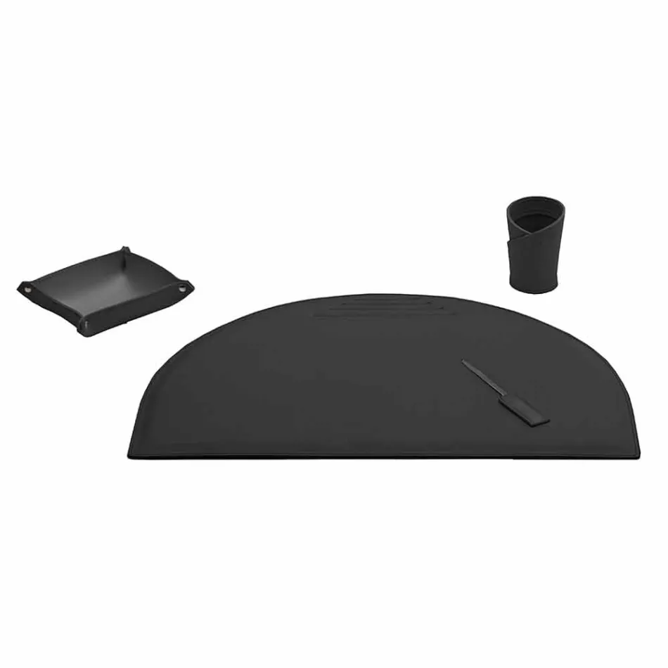 Desk Accessories in Regenerated Leather 4 Pieces Made in Italy - Medea Viadurini