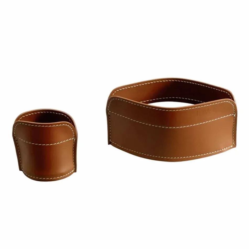 Desk Accessories in Regenerated Leather 5 Pieces Made in Italy - Ebe Viadurini