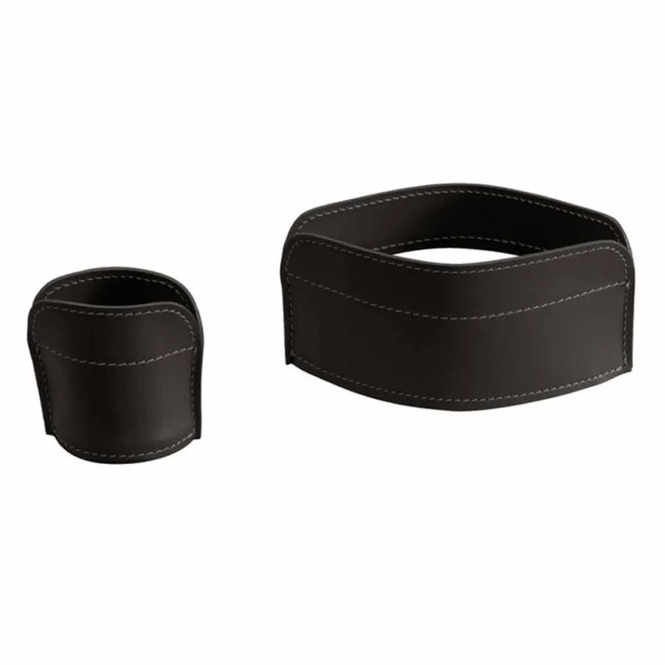 Desk Accessories in Regenerated Leather 5 Pieces Made in Italy - Ebe Viadurini
