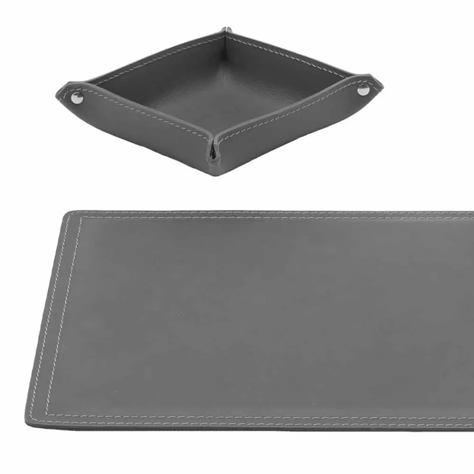 Accessories 4 Piece Regenerated Leather Desk Made in Italy - Ascanio Viadurini