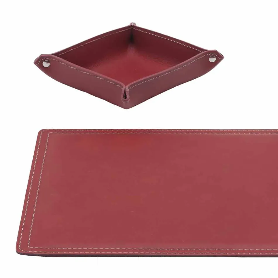 Accessories 4 Piece Regenerated Leather Desk Made in Italy - Ascanio Viadurini