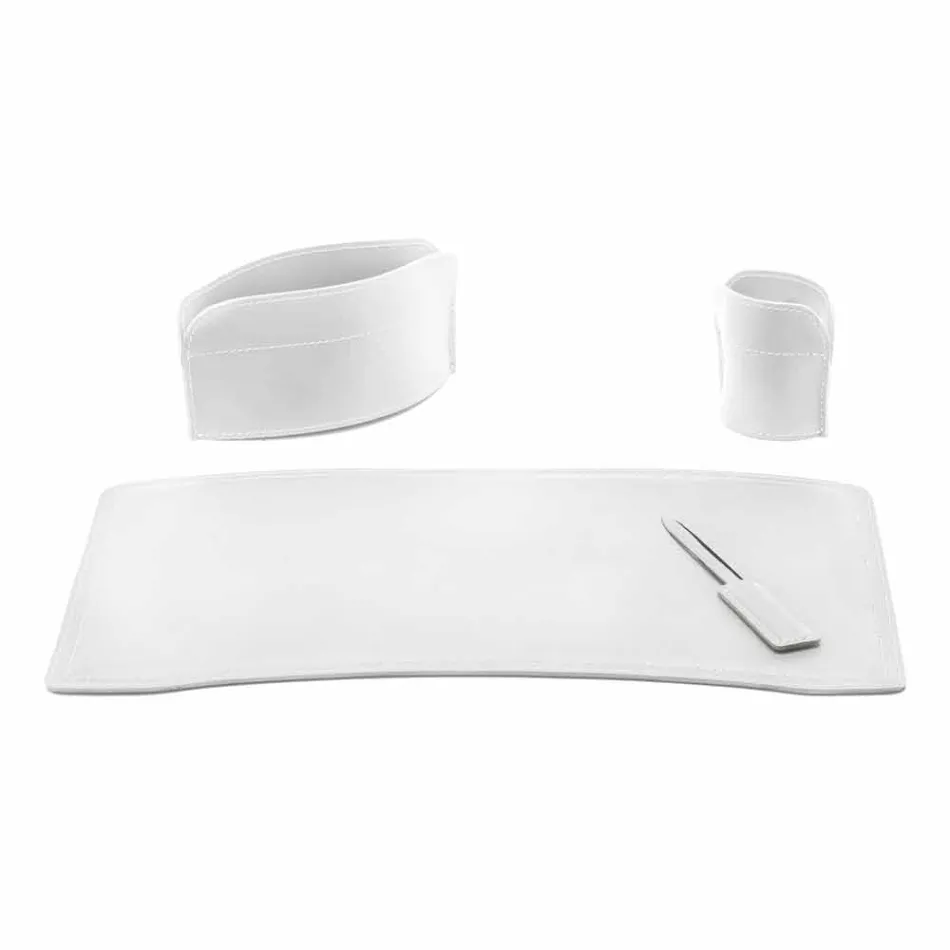 Accessories 4 Pieces Regenerated Leather Desk Made in Italy - Brando Viadurini