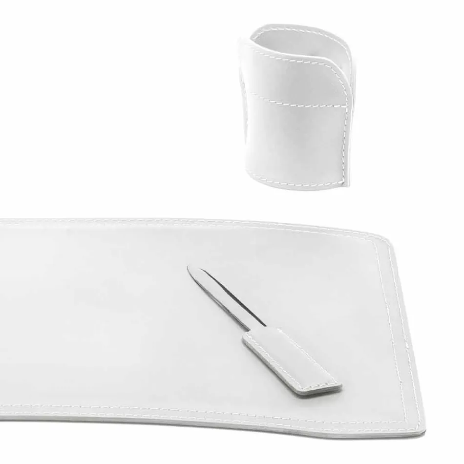 Accessories 4 Pieces Regenerated Leather Desk Made in Italy - Brando Viadurini