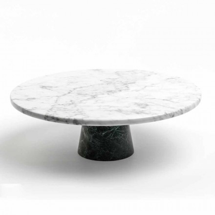 Modern Cake Stand in Carrara Marble and Marquinia Made in Italy - Spino Viadurini