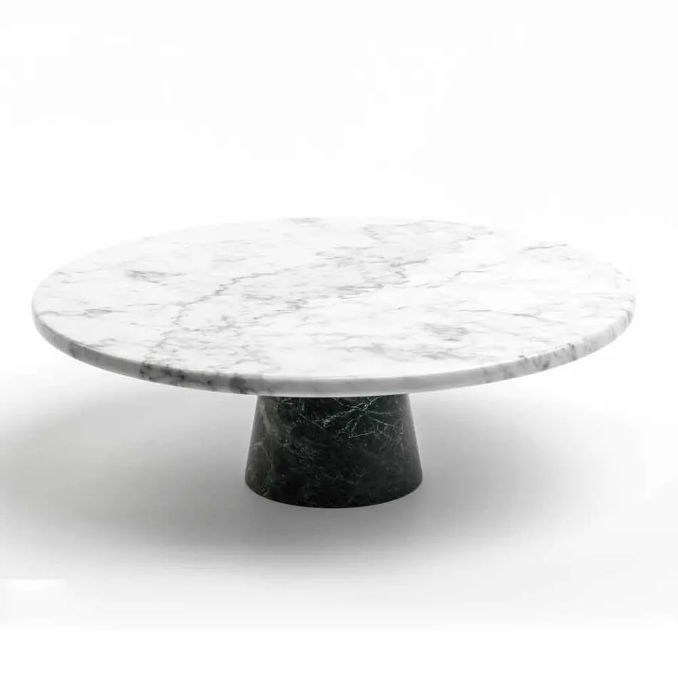 Modern Cake Stand in Carrara Marble and Marquinia Made in Italy - Spino Viadurini