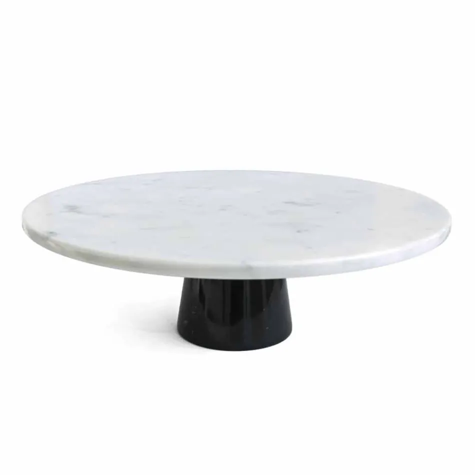 Modern Cake Stand in Carrara Marble and Marquinia Made in Italy - Spino Viadurini