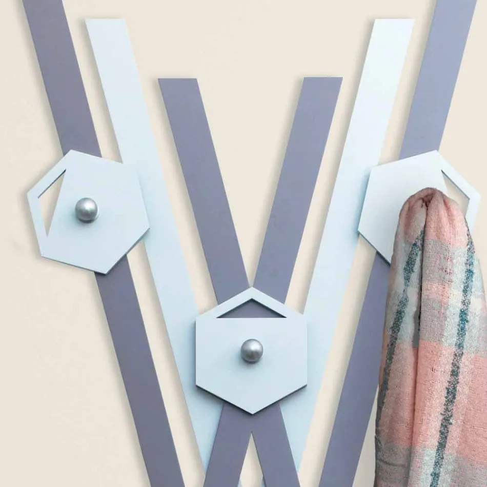 Modern Design Wall Coat Hanger Colored Wood for Entrance - Picasso Viadurini