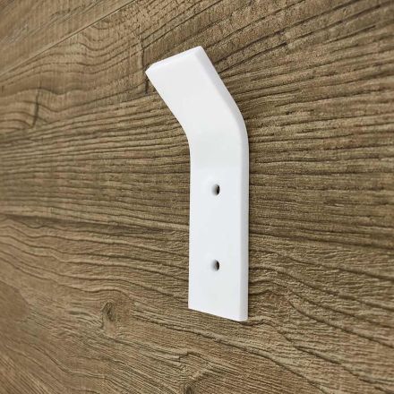 White Corian Wall Coat Rack with Screws, 3 Piece Design - Appiccio Viadurini