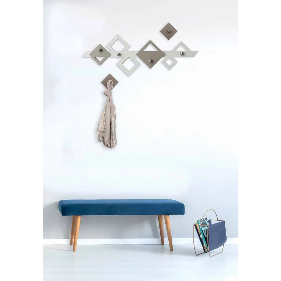Wall Hanger in White and Beige Wood with Modern Geometric Design - Klimt Viadurini