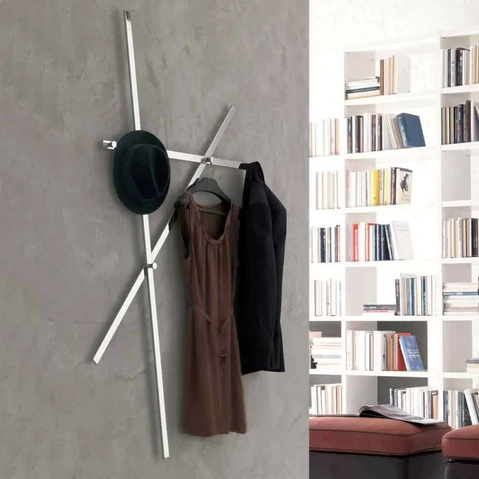 Wall Coat Rack in Painted Metal with 5 Pegs Made in Italy - Olmium Viadurini