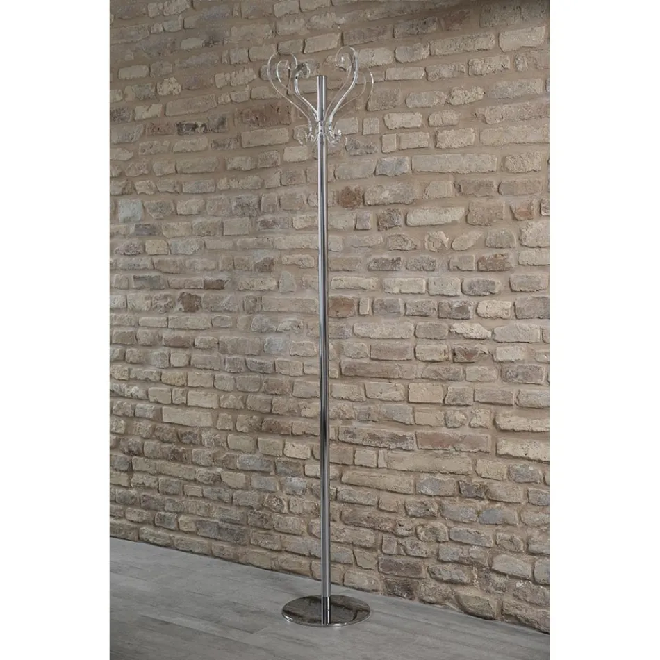 5 Arms Floor Coat Rack Steel and Transparent Acrylic - Gloriano Viadurini