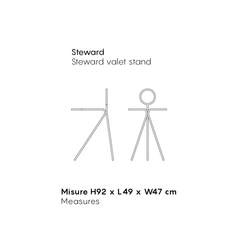 3 Pieces Steel Coat Stand Made in Italy - Steward by Myyour Viadurini