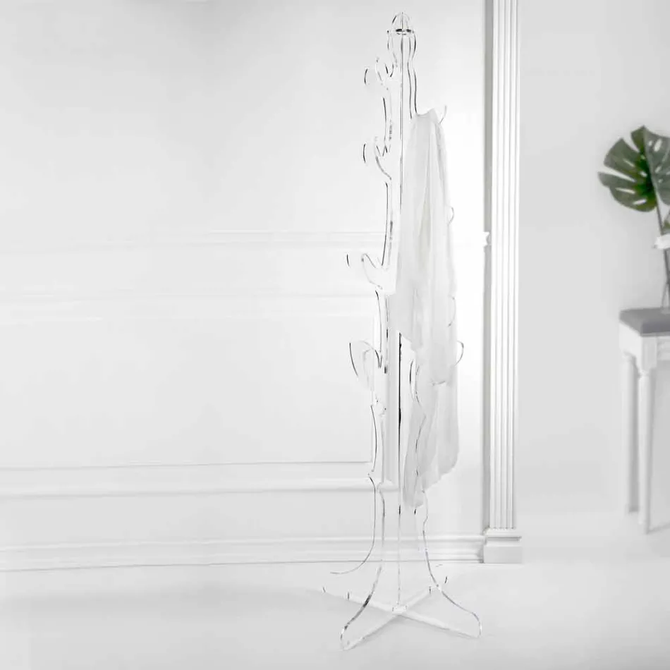 Floor Coat Hanger in Transparent Plexiglass Design for Entrance - Alibi Viadurini