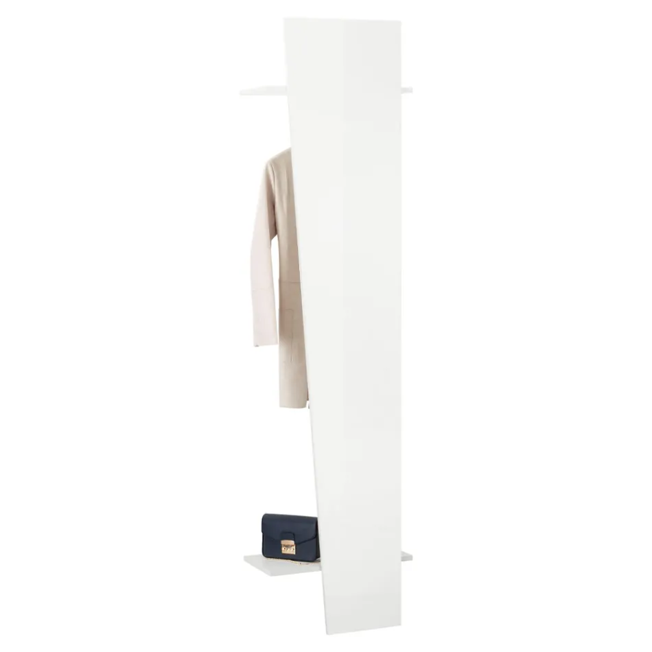 Oblique Design Coat Stand in Glossy White Wood or Slate - Joris Viadurini