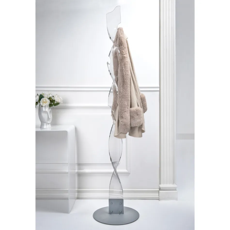 Coat hanger in Pure PMMA Acrylic Crystal Made in Italy - Lilo Viadurini
