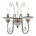 2 Lights Wall Lamp in Hand-Decorated Ceramic and Antique Brass - Sanremo