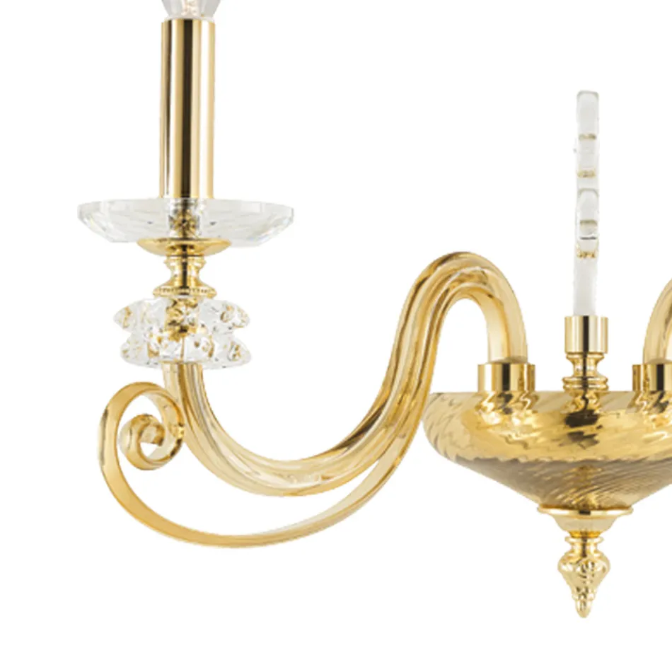 2 Lights Wall Lamp in Blown Glass and Classic Luxury Optical Crystal - Cassea Viadurini