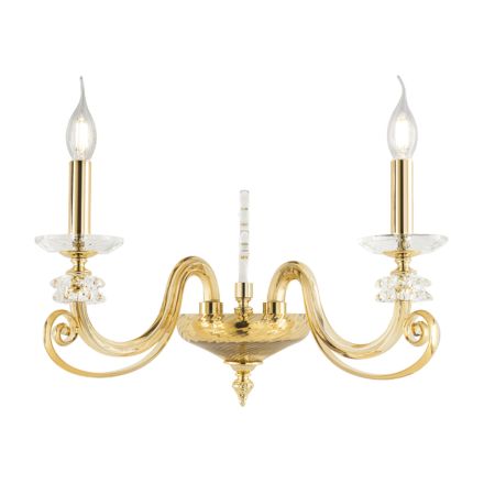 2 Lights Wall Lamp in Blown Glass and Classic Luxury Optical Crystal - Cassea Viadurini