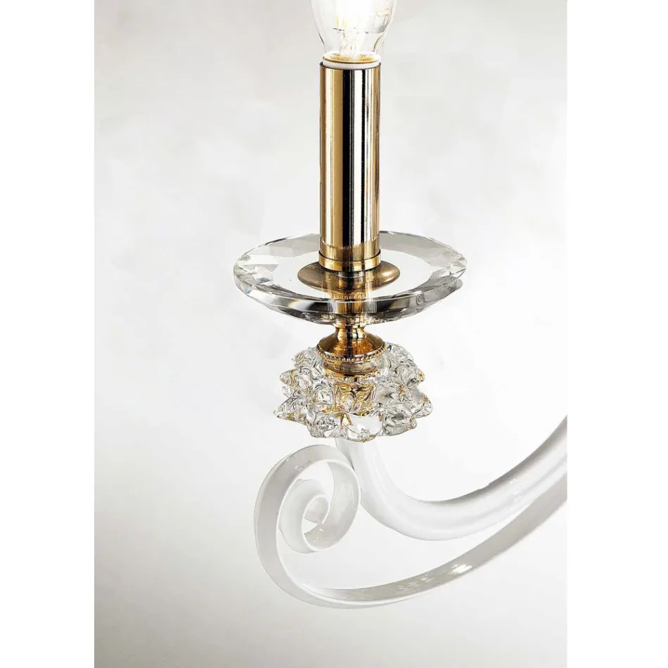 3 Lights Wall Lamp in Blown Glass and Classic Luxury Optical Crystal - Cassea Viadurini