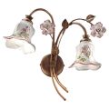 2 Lights Wall Lamp in Metal and Hand-Decorated Ceramic with Rose - Pisa