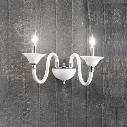 2 Lights Wall Lamp in Italian Artisan Glass Classic Style - Mindful Viadurini