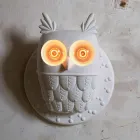 Wall Sconce 2 Lights in Matt White Ceramic Modern Design Owl - Owl Viadurini