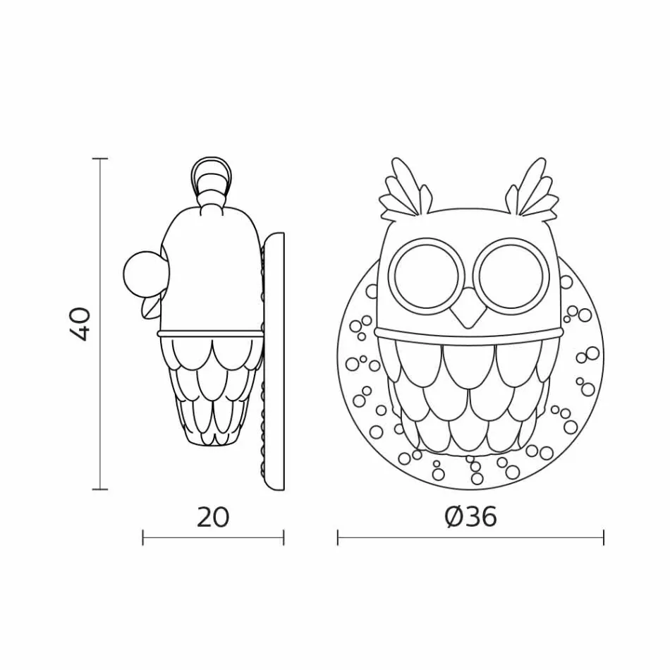 Wall Sconce 2 Lights in Matt White Ceramic Modern Design Owl - Owl Viadurini