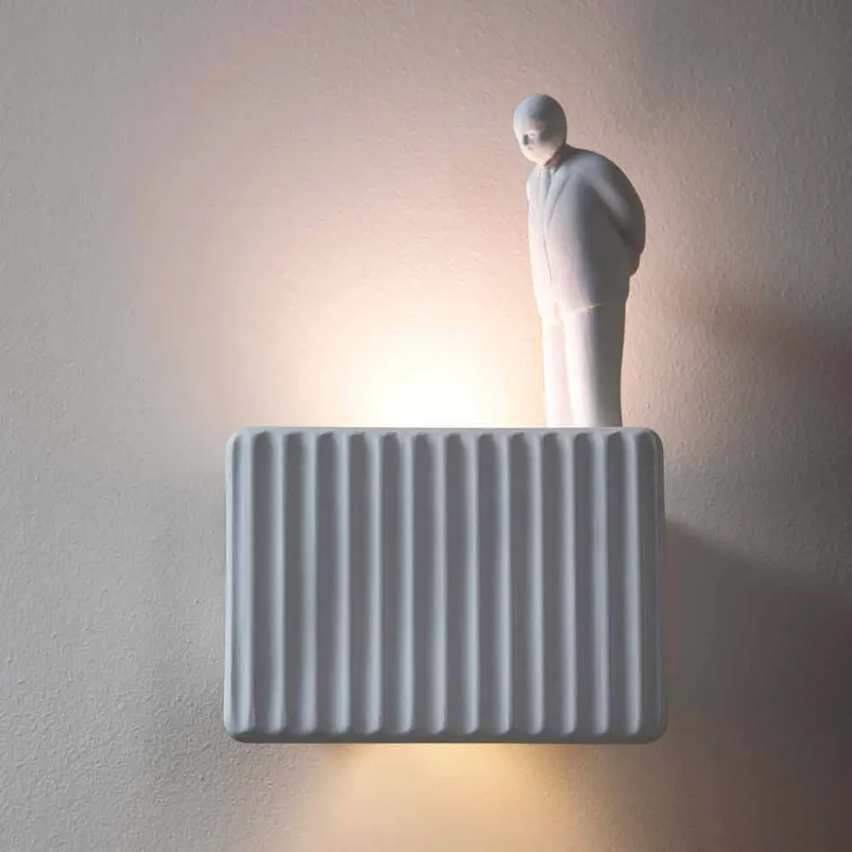 Wall Sconce with 3 Led Lights in Matt White Ceramic with Umarell - Ometto Viadurini
