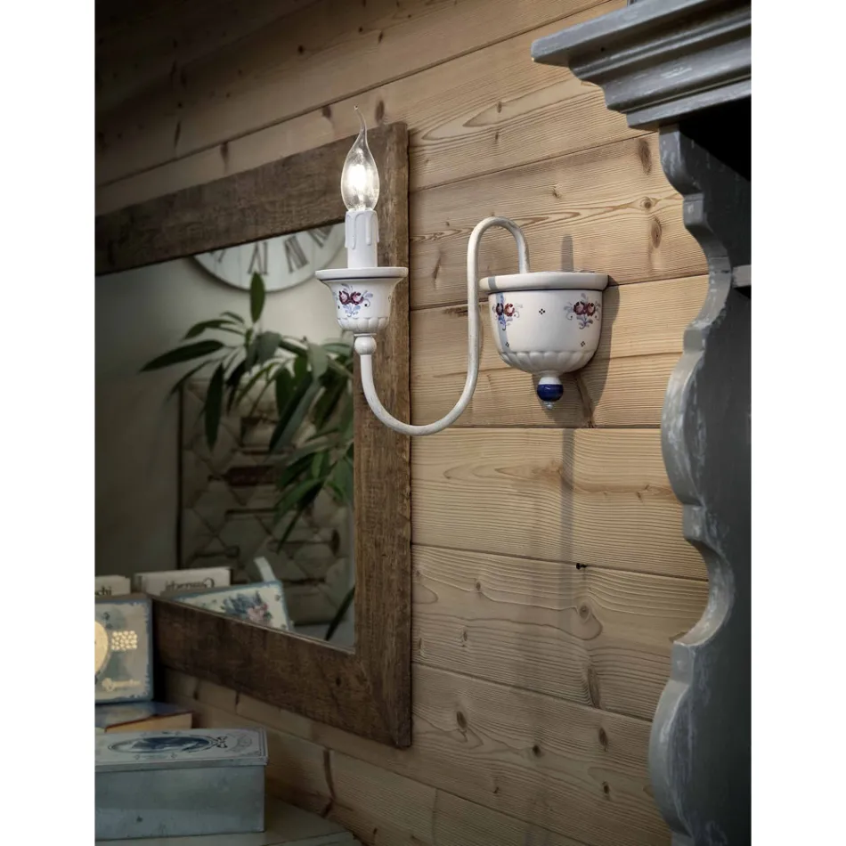 Artisan Wall Sconce in Ceramic and Hand Painted Brass - Sanremo Viadurini