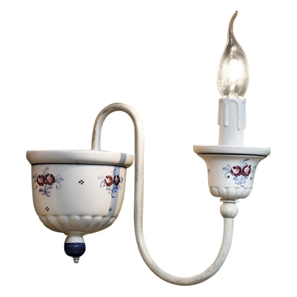 Artisan Wall Sconce in Ceramic and Hand Painted Brass - Sanremo Viadurini