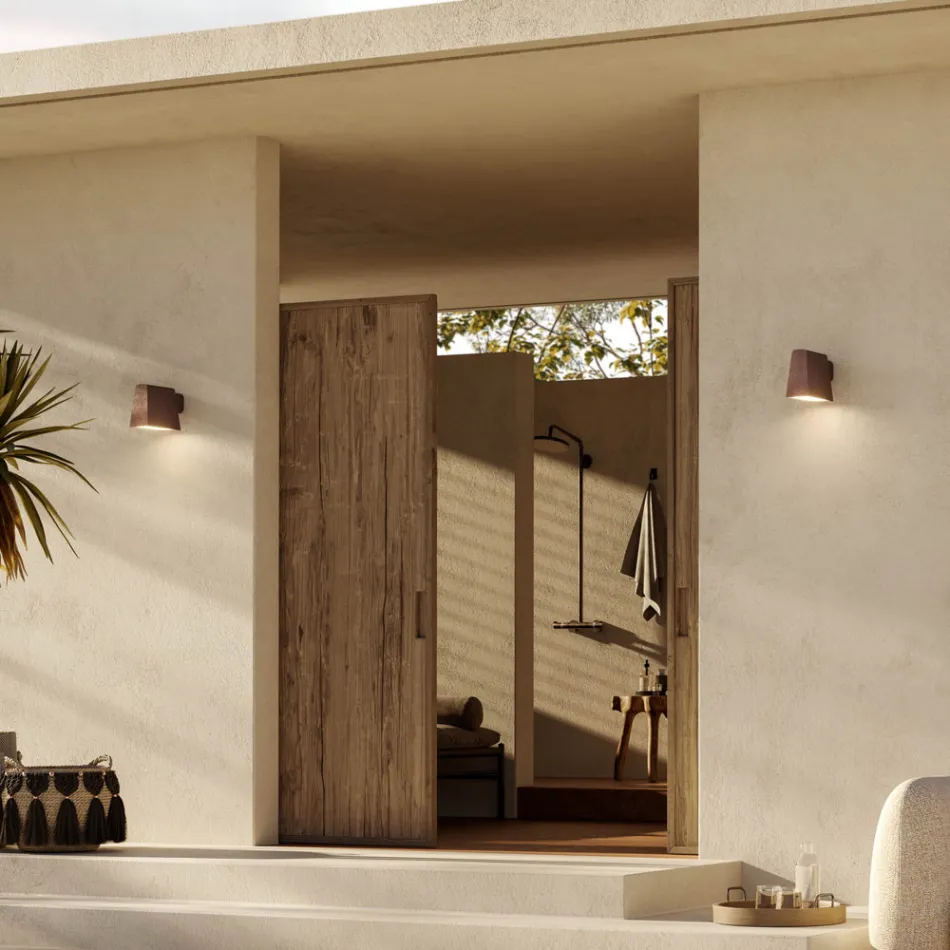 Outdoor Wall Lamp in Antique Brown Metal - Saint Tropez by Il Fanale Viadurini