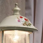 Aluminum Garden Wall Light with Hand Painted Flowers - Bari Viadurini