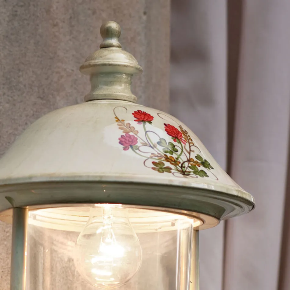 Aluminum Garden Wall Light with Hand Painted Flowers - Bari Viadurini
