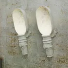 Wall Applique in Matt White Ceramic Design with Decorative Flowers - Fluxo Viadurini