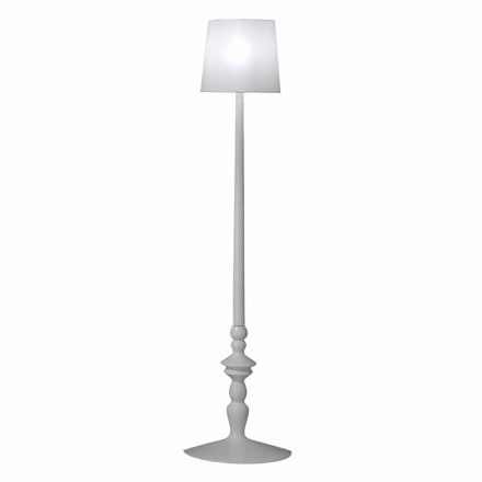 High Wall Applique in White Ceramic and Lampshade in Linen Design - Cadabra Viadurini