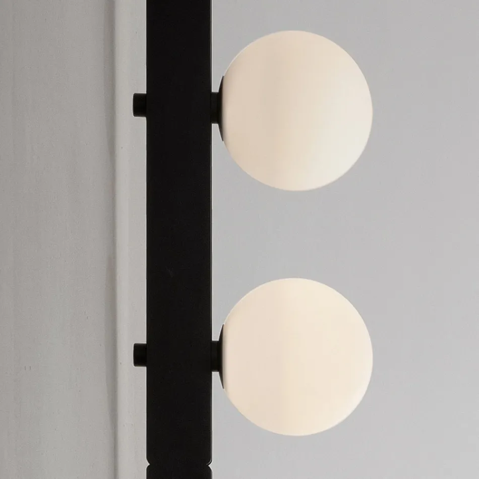Design Wall Lamp in Black Aluminum with Spheres and Spotlights - Exodus Viadurini