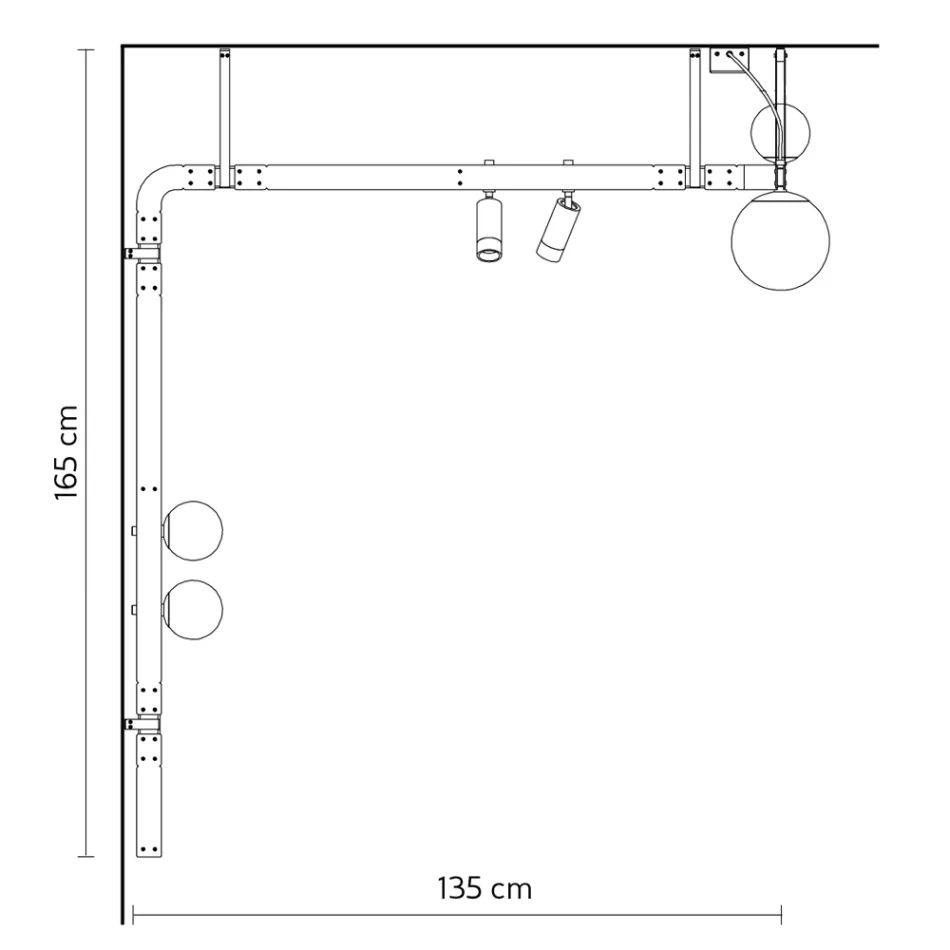 Design Wall Lamp in Black Aluminum with Spheres and Spotlights - Exodus Viadurini
