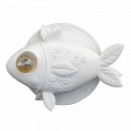 Wall Sconce in Matt White Ceramic Design with Decorated Fish - Fish