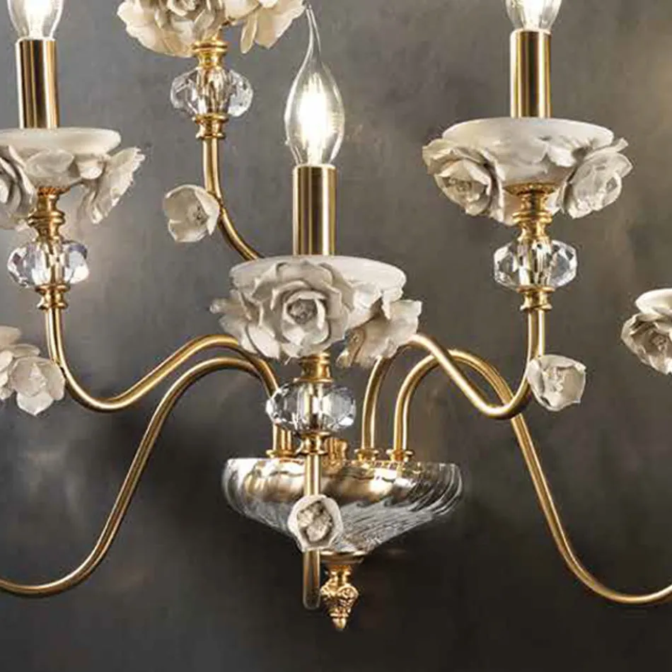 Classic Wall Lamp 6 Lights in Porcelain and Luxury Blown Glass - Eteria Viadurini