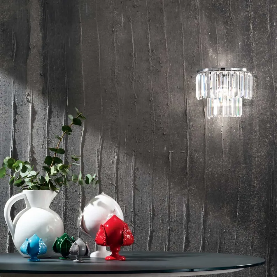 Classic Applique in Gold or Silver Metal and Crystal Pendants - Jerome Viadurini