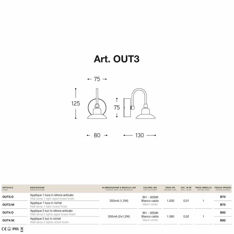 Light outside the first light Bugatti Aldo Bernardi Viadurini