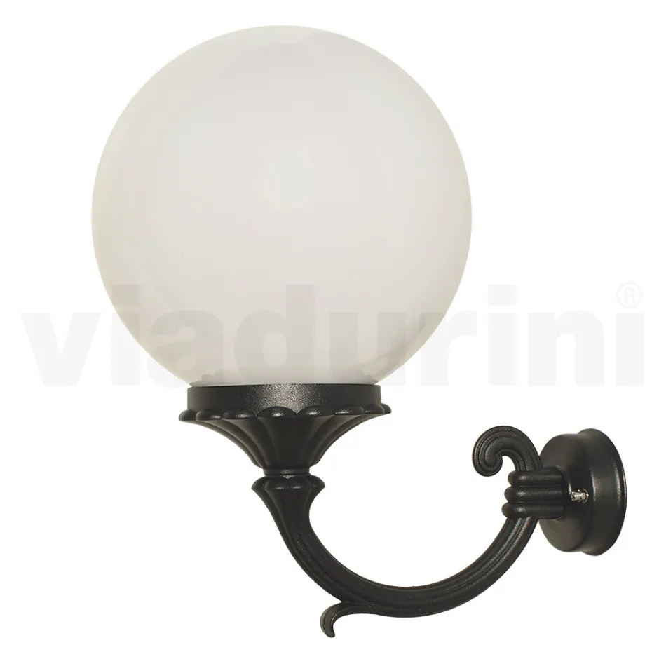Outdoor Wall Lamp in Aluminum with Opal Acrylic Sphere - Trovaanthracite Viadurini
