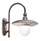 Outdoor Wall Lamp in Black Aluminum and Hand Painted Flowers - Latina Viadurini