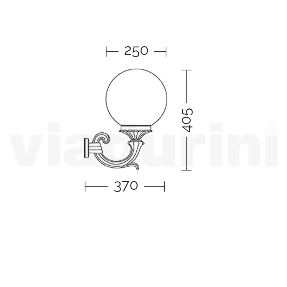 Outdoor Wall Lamp in Die-Cast Aluminum and Acrylic Sphere - Trovanero Viadurini
