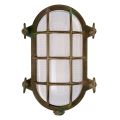 Vintage Brass Outdoor Wall Light with Opal/Clear Glass - Siren