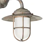 Vintage Brass Outdoor Wall Light, Opal Glass - Elfico Viadurini