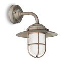 Vintage Brass Outdoor Wall Light, Opal Glass - Elfico