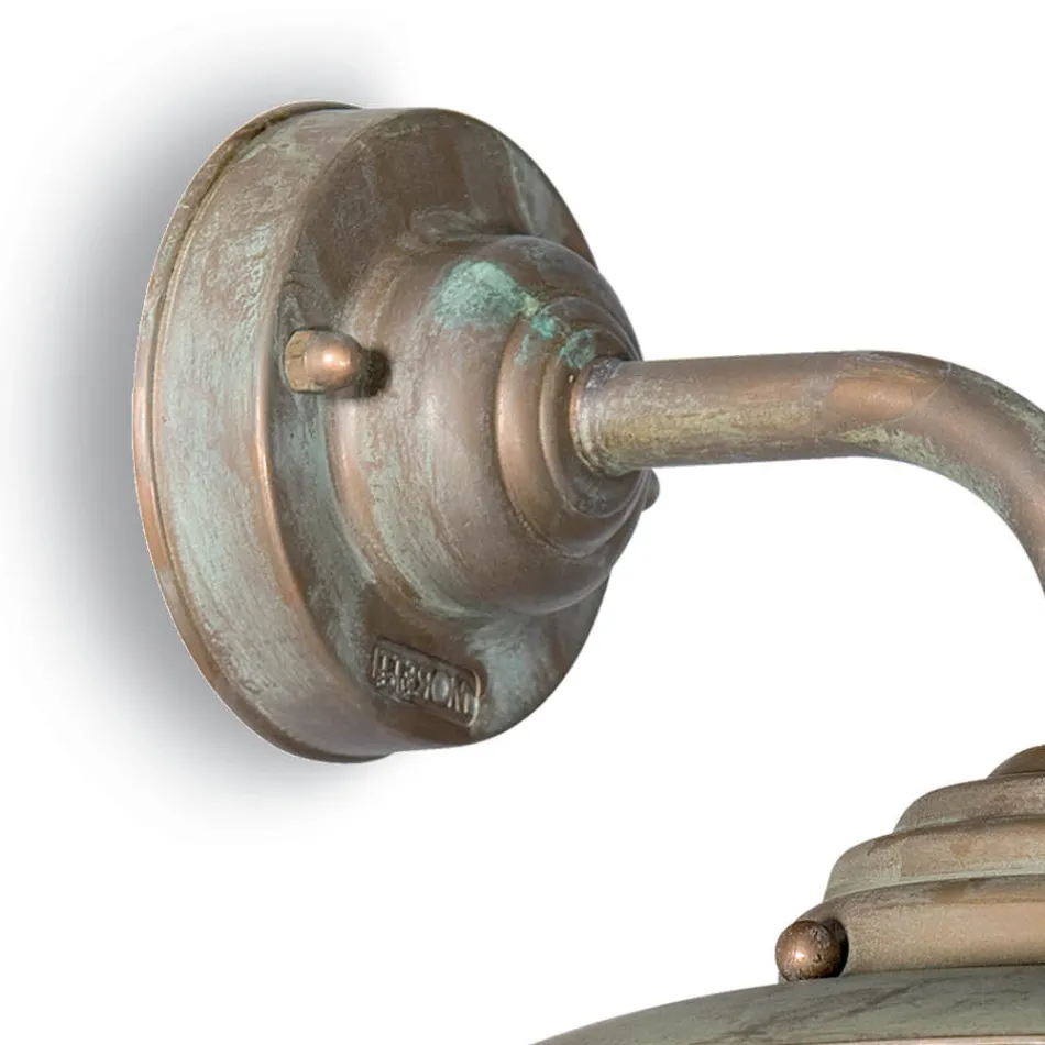 Vintage Brass Outdoor Wall Light, Clear Glass - Elfico Viadurini