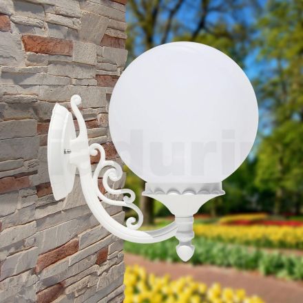 Garden Applique in White Aluminum with Opal Sphere - Trovabianco Viadurini