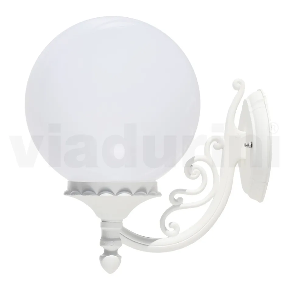 Garden Applique in White Aluminum with Opal Sphere - Trovabianco Viadurini